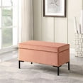 thumbnail image 2 of HomePop Medium Storage Bench with Metal Legs, 32"W x 16.5"D x 17.5"H, Blush Velvet, 2 of 12