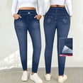 thumbnail image 5 of BRGZLK Jeans For Women Loose Flared Trendy High Waisted Pull On Elastic Waist Soft Stretchy Imitation Denim Print Sweatpant Jeggings, 5 of 7