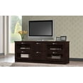 Baxton Studio Adelino 63 Inches Dark Brown Wood TV with 4 Glass