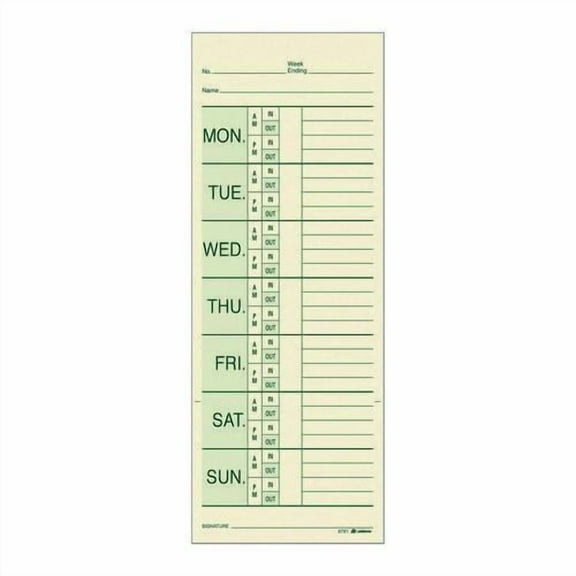 Time Cards for Pyramid 1000 Time Clock, Two Sides, 3.38 x 9, 200/Pack | Bundle of 2