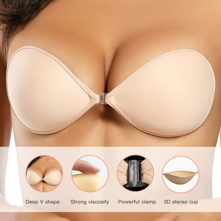 lalaWing Sticky Bra Strapless Adhesive Fabric Bra Invisible Push-up Bra for  Women with Pull-up Nipple Covers White (A, Black) : : Clothing,  Shoes & Accessories