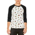 thumbnail image 1 of Junk Food Pattern Mens Raglan T Shirt White SM, 1 of 2