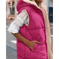thumbnail image 4 of FreshPretty Fall Long Puffer Vest Women Sleeveless Hooded Reversible Fleece Sherpa Jacket Zip Up Winter Coat Outerwear Vests, 4 of 5