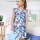 thumbnail image 4 of Fotbe Icy Blue Snowflakes Vestido de Dormir para Niñas de 3 a 10 Años, Mangas Cortas, Estilo Princesa, Pijama Camisón con Mangas Voladas-XX-Large, 4 of 6
