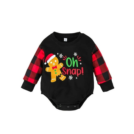 

Canrulo Newborn Infant Baby Girls Boys Christmas Romper Plaid Deer/Gingerbread Man Print Long Sleeve Jumpsuit Playsuit Red 0-3 Months