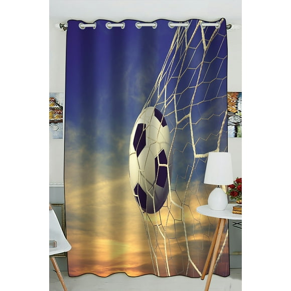 BSDHOME Sports Window Curtain, Soccer Ball and Sunset Sky Window Curtain Blackout Curtain For Bedroom living Room Kitchen Room 52x84 inches One Piece