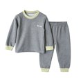 thumbnail image 2 of Xdegoge Kids Warm Thermal Underwear Sets Boys Girls Contrast Trim Long Sleeve Top and Pants Winter Base Layer Pajamas Two Piece Sleepwear Cozy Home Loungewear, 2 of 6