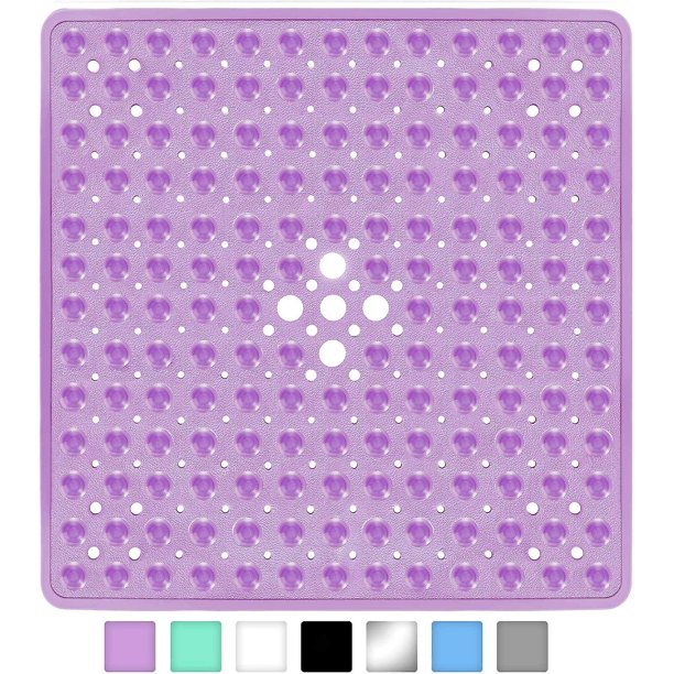 Alfombrilla de ducha para bañera, alfombrillas cuadradas para bañera de 21 x 21 pulgadas, antideslizante con orificios de drenaje, ventosas, Bpa, látex, sin ftalatos, lavable a máquina, Cl
