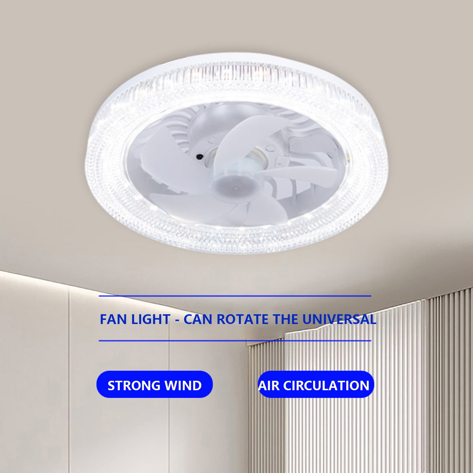 Iuhan Ceiling Fans With Lights, Modern Low Profile Dimmable Remote Control Fan Light, Color Temperature Change Ceiling Fan for Bedroom Hallway Living Room