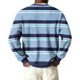 thumbnail image 5 of Nokdvo Long Sleeve Waffle Shirt Men Fashion Striped 1/4 Button Up Henley Casual Pullover Top Fall Winter Quilted Knit Solid Color Loose Workout Shirts,Blue S, 5 of 6