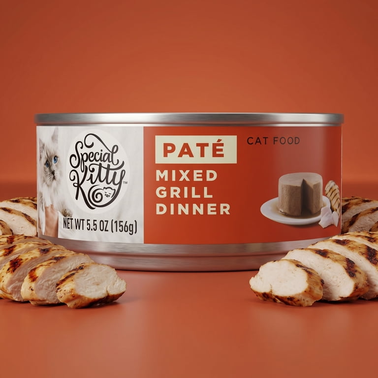 12 pack) Special Kitty Mixed Grill Dinner Pate Wet Cat Food, 5.5