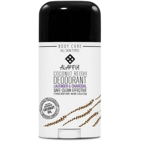 Alaffia, Coconut Reishi Deodorant, Lavender & Charcoal 2.65 oz - (Pack of 4)