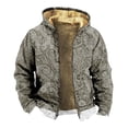 thumbnail image 2 of Qertyioot Veste pour Homme à Capuche Mode Hiver Manteau à Fermeture Éclair Solide, 2 of 4