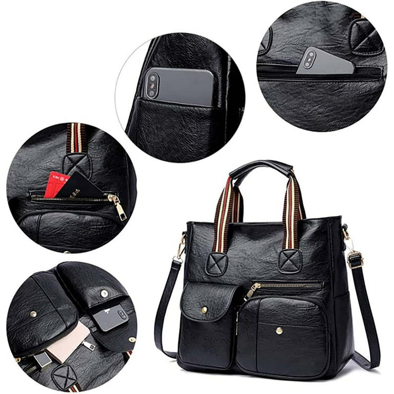 2 Pcs Tote Handbag Purse Set for Women Large Fashion Satchel  Shoulder Laptop Bag with Holster MWC2-H030BK : Clothing, Shoes & Jewelry