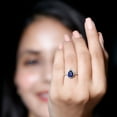 thumbnail image 4 of Rosec Jewels Lab Grown Blue Sapphire Teardrop Engagement Ring with Halo (6X8 mm) Blue Sapphire Diamond Ring - AAAA Grade, 18K Yellow Gold, US 6.00, 4 of 7