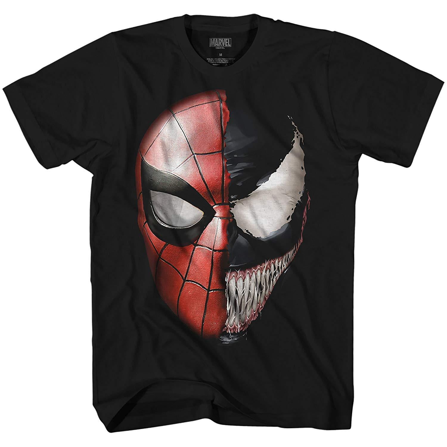 Venom Spidey Faces Spiderman Avengers Villain Comic Book Men's Graphic T- Shirt 