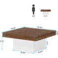 thumbnail image 2 of Tribesigns Square Coffee Table with LED Lights, 35-Inch Living Room Tables for Living Room, Wooden Center Table Cocktail Table for Home (Brown & White), 2 of 5