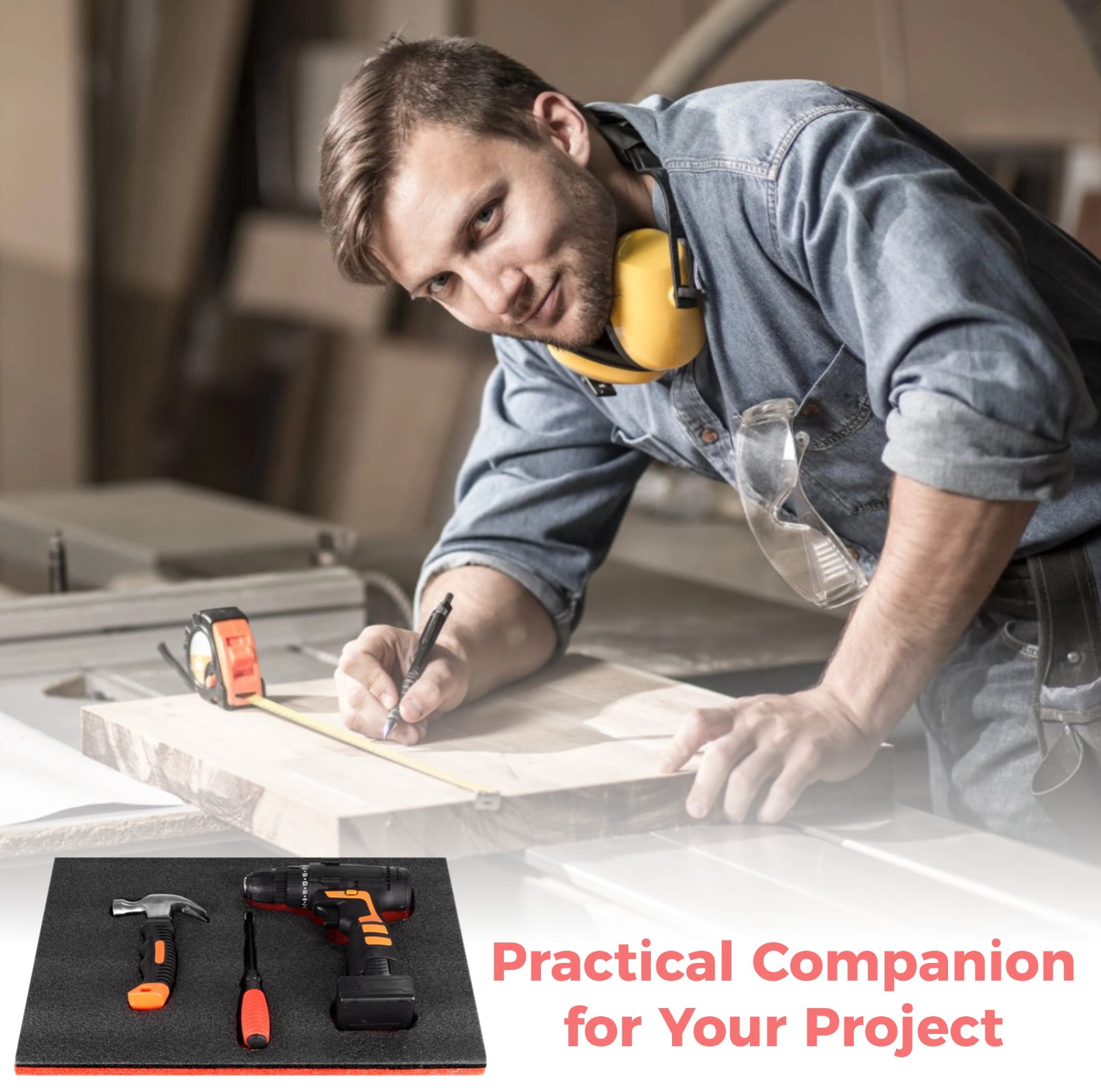 6 Pcs Tool Box Foams, Tool Box Foam Liners, Adjustable Tool Foam Organizers, Non-Slip EPE Toolbox Mats for Storage, Cuttable Foam Sheets, 18.1×11.8×1"
