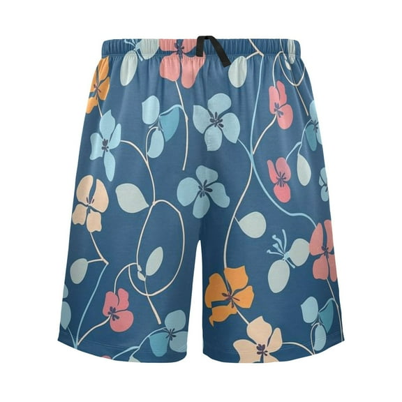joogoo Mens Swim Trunks Flowers Floral Beach Shorts Drawstring Elastic Waist Swimwear Bathing Suits L