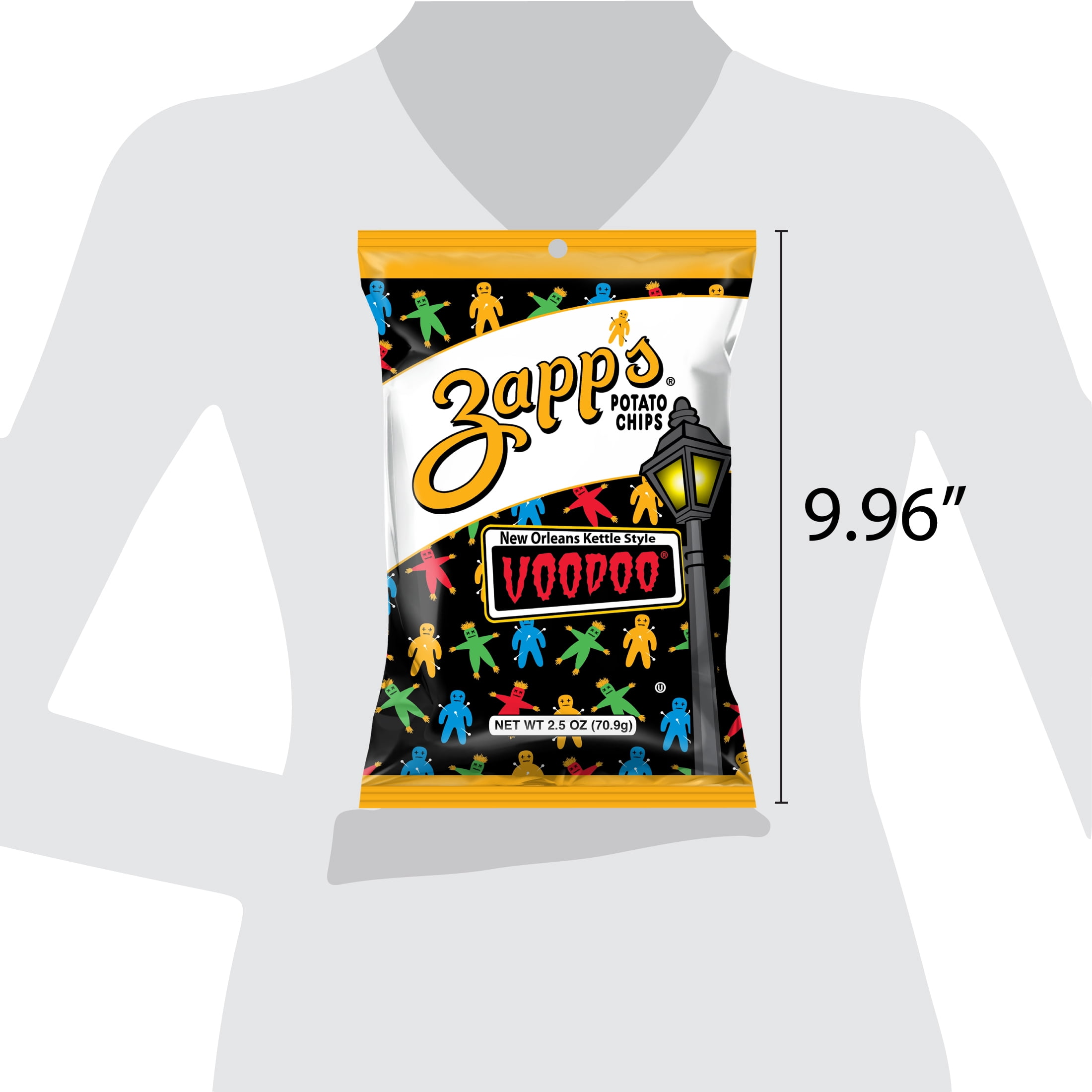 Zapp's Voodoo New Orleans Kettle Style Potato Chips, Gluten-Free, 2.5 oz Bag