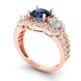 thumbnail image 2 of 2.16 ct Round Cut Simulated Alexandrite 3 Stone 18K Rose Gold Womens Engagement Ring, 2 of 5