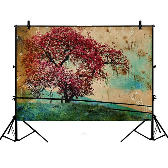 BSDHOME 7x5ft Oil Painting Backdrops, Blossom Tree Beautiful Spring Background Photography Backdrops Polyester Photo Background Studio Props