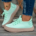 thumbnail image 2 of YLYL Womens Stripe Knit Sneakers Lace up Breathable Mesh Thick Sole Walking Shoes for Casual Wear, 2 of 9