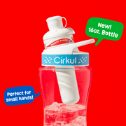 Cirkul Kids Water Bottle Starter Kit, 16oz BPA-Free Bottle with Flavor Cartridge, Blue Lid (Parrot Punch)