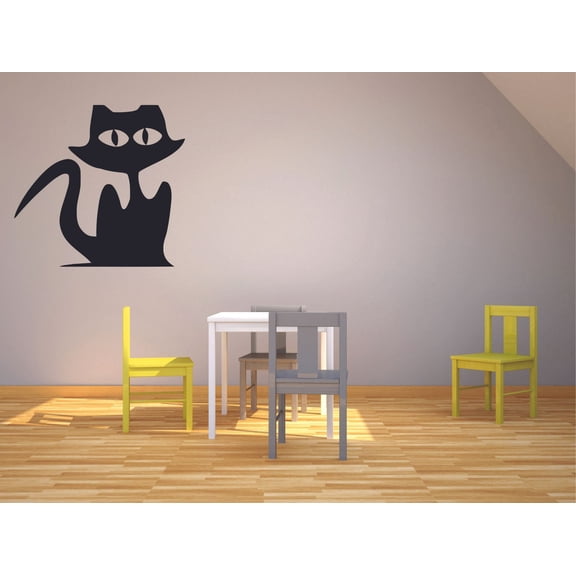 Halloween Black Cat Spooky Cats Animal Cartoon Wall Sticker Art Decal for Girls Boys Room Bedroom Nursery Kindergarten House Fun Home Decor Stickers Wall Art Vinyl Decoration Size (30x30 inch)