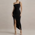 thumbnail image 6 of Xdegoge Elegant Evening Dress for Women Maxi Bodycon One Shoulder Sleeveless Summer Dress Solid Ruched Asymmetrical Hem Flattering Party Cocktail Wedding Guest, 6 of 6