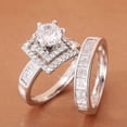 thumbnail image 2 of Dreamofdazzles Jewels 2.00 Ctw Round Cut White Diamond Wedding Anniversary Engagement Bridal Set Ring 14K White Gold Plated 925 Sterling Silver 925 Sterling Silver -4, 2 of 4
