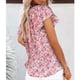 thumbnail image 4 of Blusa floral de manga corta con cuello en V y estampado de flores para mujer Camisa holgada informal elegante para mujer para verano Rojo XXL, 4 of 6