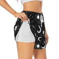 thumbnail image 3 of Lsque Crescent and Stars Printed Women's Running Shorts with Liner Pockets,Elastic Quick Dry Workout Athletic Gym Yoga Shorts,Womens High Waist Shorts-Small, 3 of 9