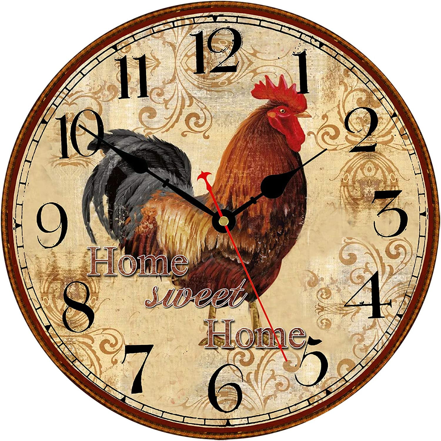 Rooster Wall Clock Kitchen Tuscany Country French Farm Colorful New 10" 