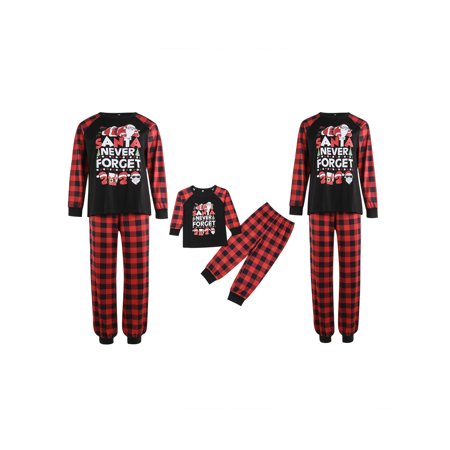 

Xingqing Family Christmas Pjs Matching Sets Plaid Letter Print Long Sleeve Pullover+ Long Pants Matching Holiday Pajamas Set