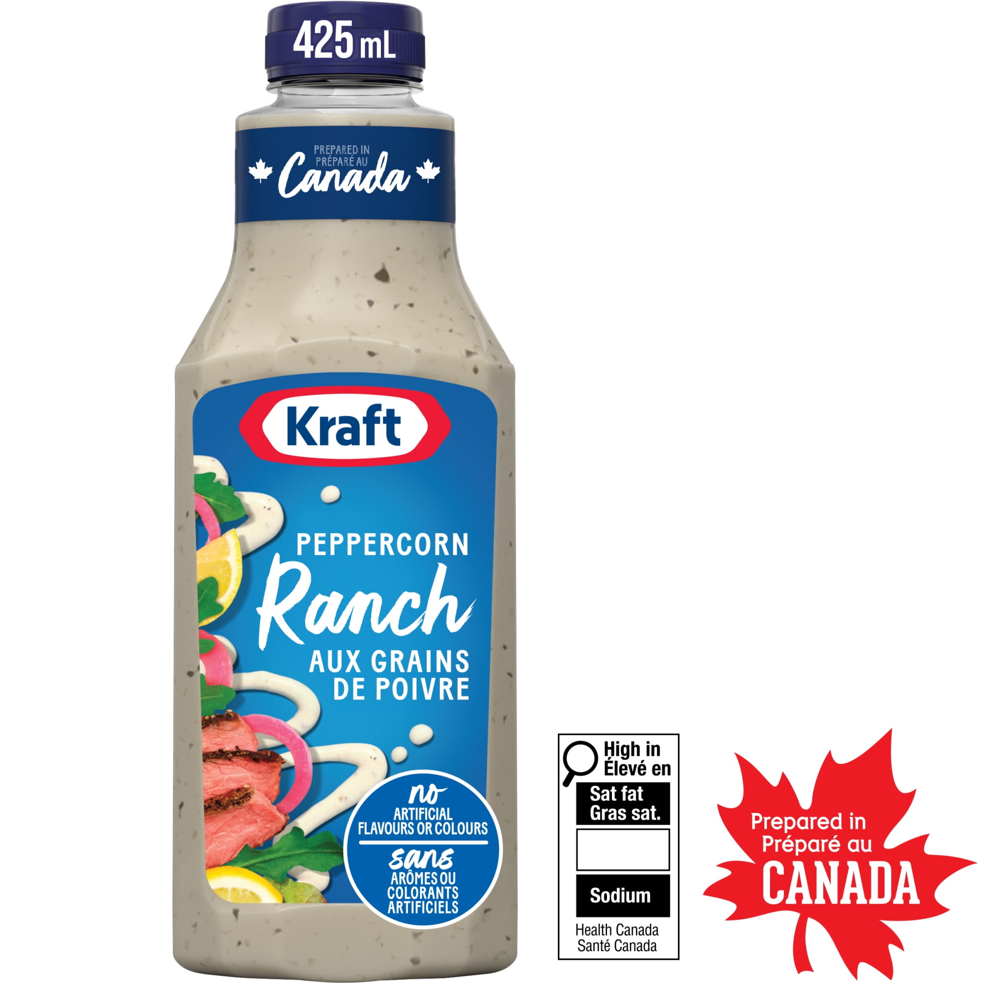 Kraft Peppercorn Ranch Salad Dressing, 425 mL Bottle, KRAFT PEPPERCORN RANCH DRE 425