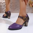 thumbnail image 5 of Mepaouo Womens Chunky High Heels Closed Round Toe Ankle Strap Pumps Vintage D'Orsay Party Dress Shoes, 5 of 8