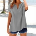 thumbnail image 5 of Gray Womens Blouses Women's Fashion Casual V Neck Short Sleeve Top T Shirt, 5 of 6
