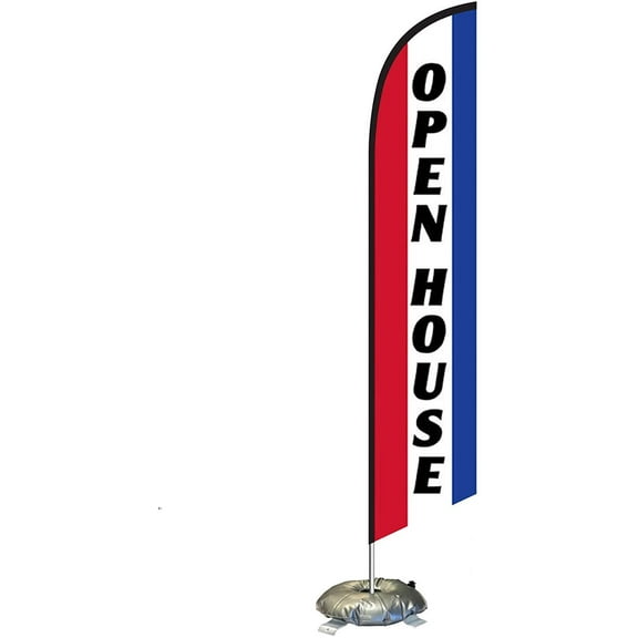 FFN Open House Feather Flag Kit with Cross-Base and Weight-Donut, Outdoor Advertising Banner Swooper Flag