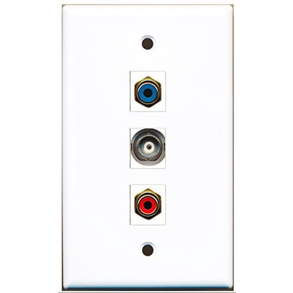 RiteAV - 1 Port RCA Red and 1 Port RCA Blue and 1 Port BNC Wall Plate