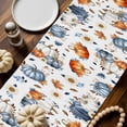 thumbnail image 2 of ERUNPONLY Fall Pumpkins Table Runner - 108 Inch Long Thanksgiving Daisy Autumn Leaves Country Cotton and Linen Blended Dress Scarves Farmhouse Table Runner for Kitchen Dining, Coffee Table, 13"x108", 2 of 8