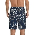 thumbnail image 3 of Bixox Men's Cherry Blossoms on Navy Background printed lightweight casual shorts, soft sleep shorts with pockets., 3 of 7