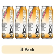 (4 pack) Mountain Dew Kickstart Pineapple Orange & Mango Soda Pop, 16 fl oz, Can