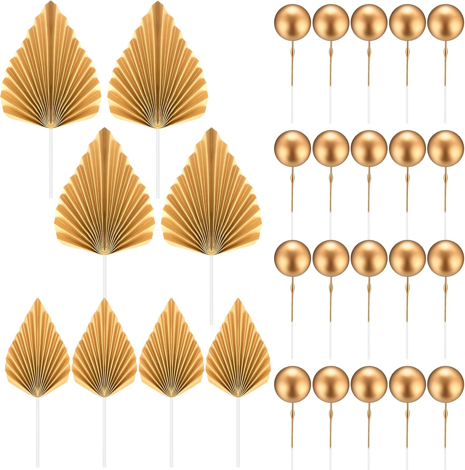 Décorations Gâteaux Feuilles De Palmier - Lot De 6, Doré, Pour Fête Anniversaire, Mariage, Baby Shower