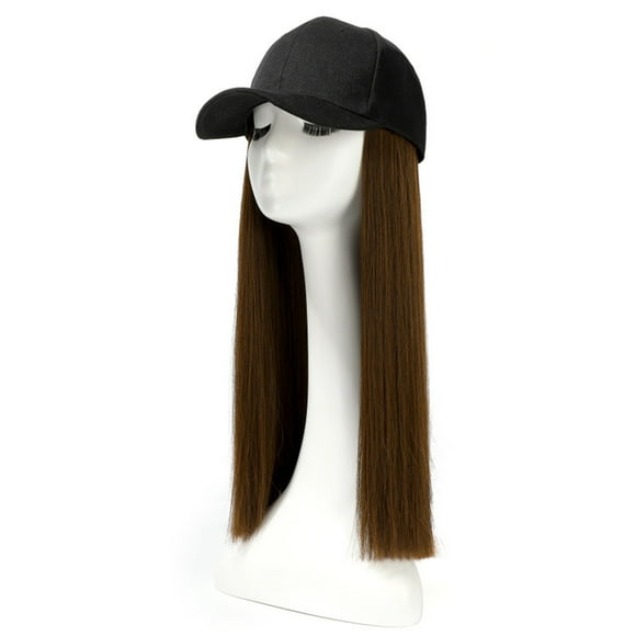 Outfmvch Wigs Wig Cap Baseball Cap Hair Straight Hair Hairstyle Adjustable Wig Hat Attached Long Hair Headband Wig F One Size