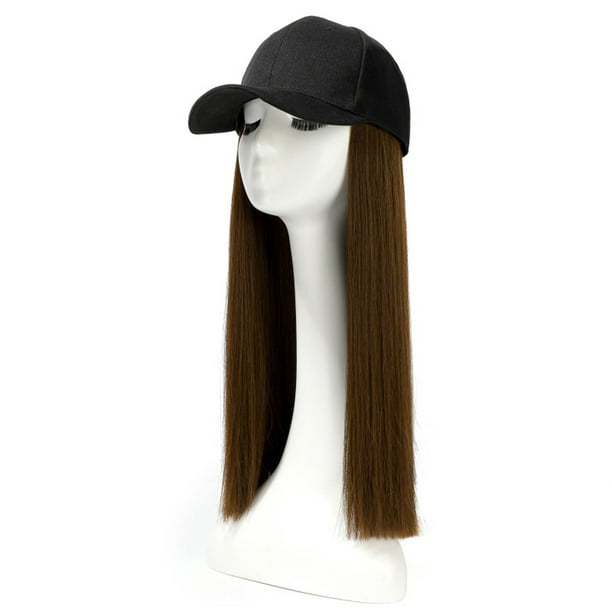 TANGNADE Headband Wigs Baseball Cap Hair Straight Hair Hairstyle Adjustable  Wig Hat Attached Long Hair 
