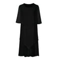 thumbnail image 6 of Sakmal Plus Size Womens Dresses Flowy Sundress Long Black Dress Patchwork Short Sleeve Dresses, 6 of 7
