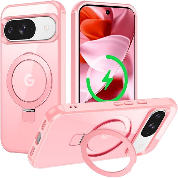 MYKOMI for Google Pixel 9/Pixel 9 Pro Case, [Magnetic Invisible Stand] [Compatible with MagSafe] [Military Grade Drop Protection] Slim Frosted Translucent Back Shockproof Protective Cover