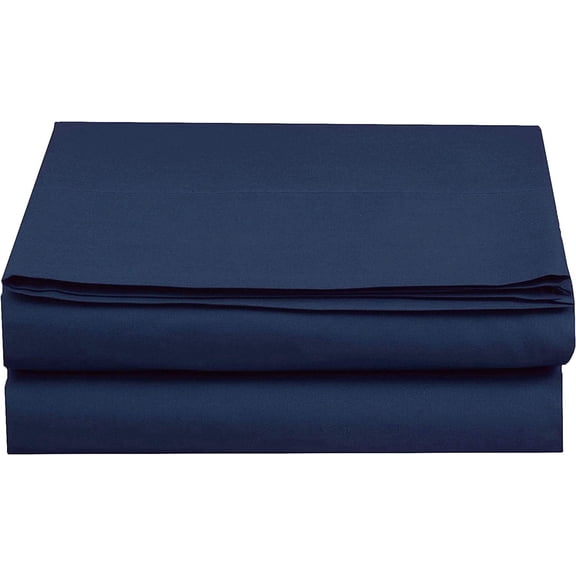 Elegant Comfort Queen Flat Sheet Only, Cooling Breathable Microfiber Top Sheet, Fade Resistant, Navy Blue
