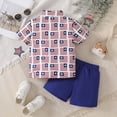 thumbnail image 4 of Xudanell Boys Summer Clothes Button Short Sleeve Independence Day Outfits T Shirt Shorts Set for Boys Fashionable Wear Blue 6-7 Years, 4 of 9